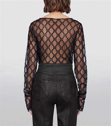 gucci black tulle top